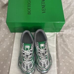 Bottega Veneta Emerald and Metallic Sneakers